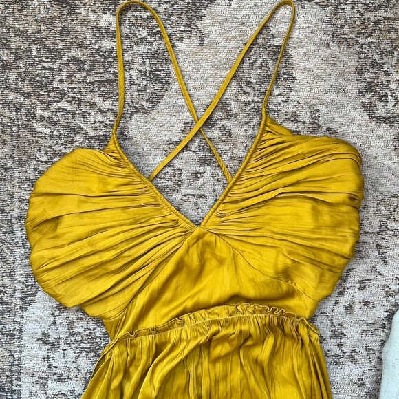 STUNNING GOLD / YELLOW MAXI DRESS WITH ADJUSTABLE BACK ✨ FREE PEOPLE - Picture 6 of 8